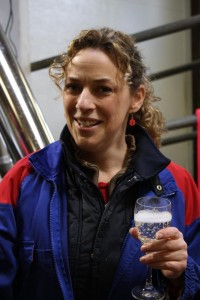 Erin enjoying Champagne while the robot milks the cows. Mar 21/12