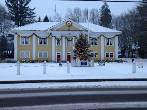 The local beauty of our Fort Langley Hall on a peaceful winter morning.